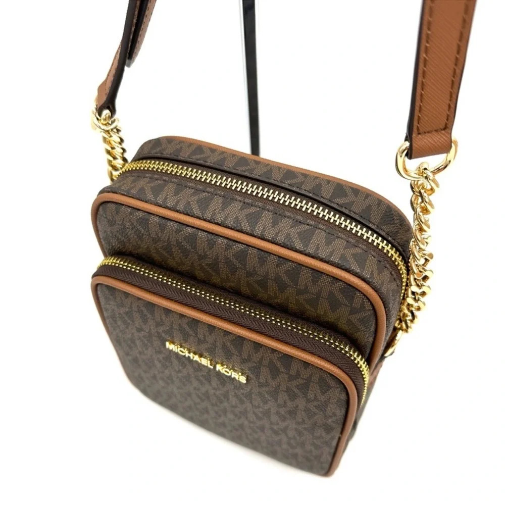 Michael Kors Medium NS Chain Xbody Bag Brown/Gold - Picture 6 of 10